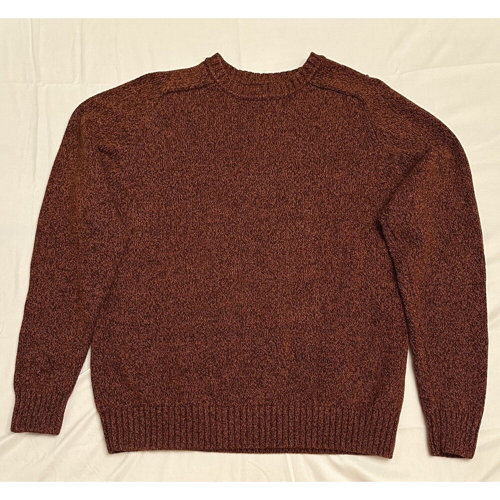 Vintage Y2K Croft & Barrow Sweater Mens Medium Cotton Marled Knit Orange Brown